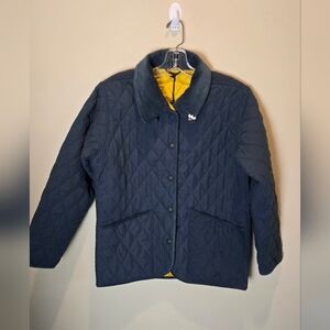 NWT John Partridge Navy Quilted Jacket with Yellow Lining